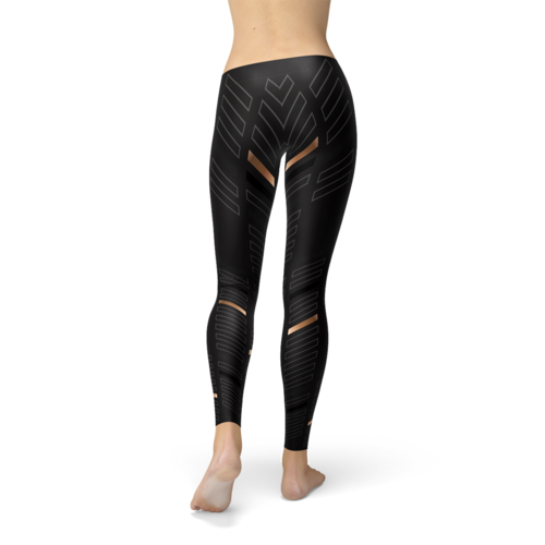Damskie sportowe legginsy w paski w kolorze czarnym