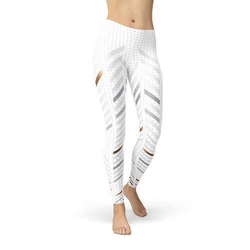 Damskie legginsy w białe paski